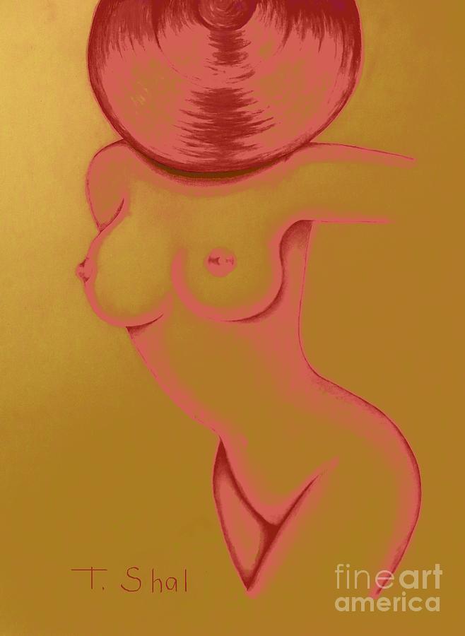 Red Hat Nude Abstract Drawing by Tara Shalton