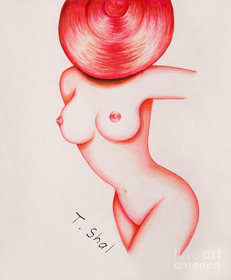 Red Hat Nude Drawing by Tara Shalton