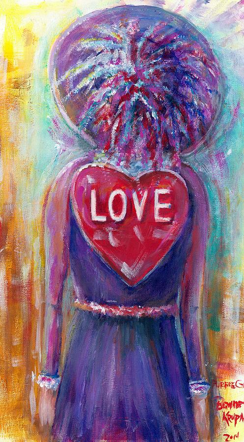 Red Hats - Love Painting by Bernadette Krupa
