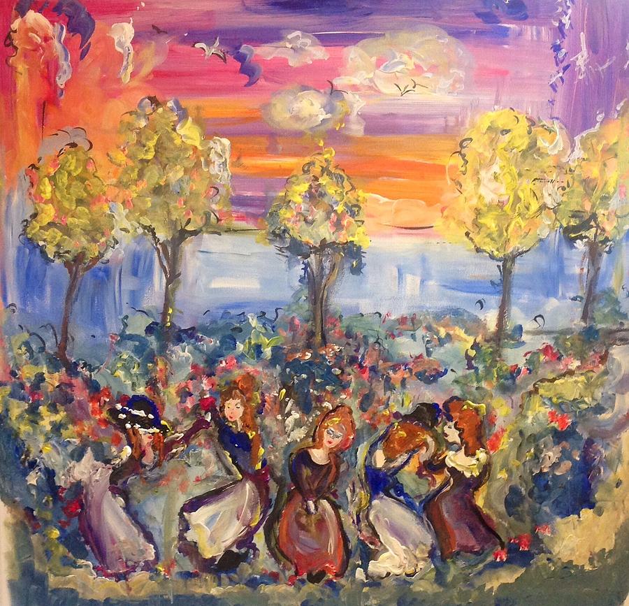 Red heads in the garden  Painting by Judith Desrosiers