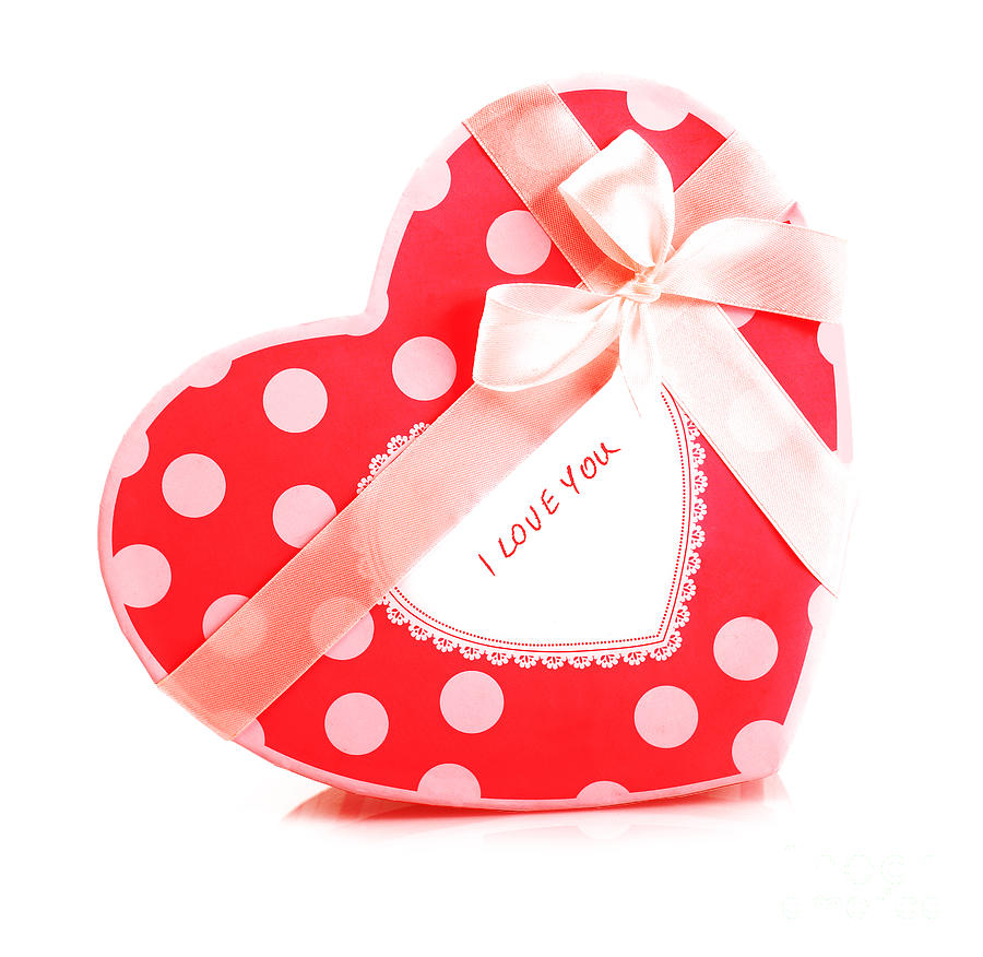 Red heart-shaped gift box Photograph by Anna Om