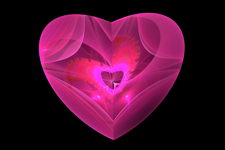Red heart with pink glow Digital Art by Matthias Hauser