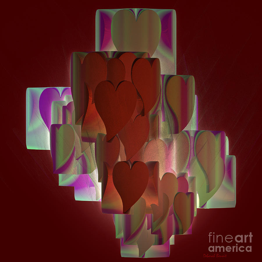 Red hearts Digital Art by Deborah Benoit