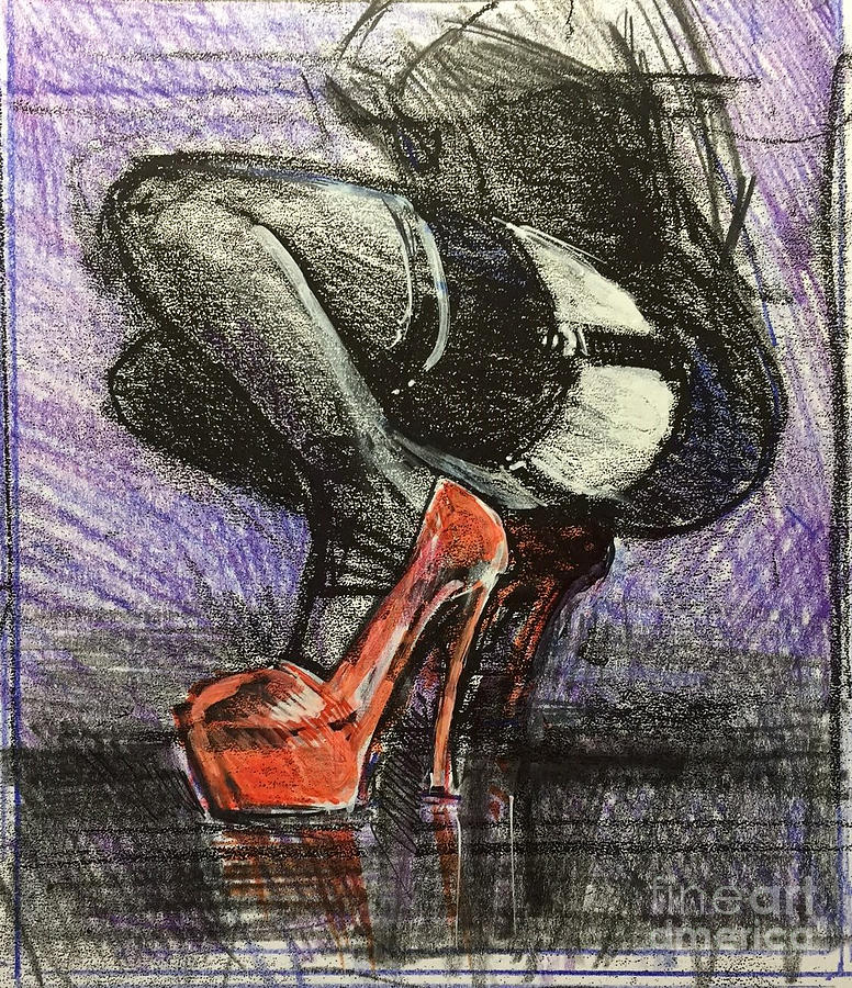 Red Heels, Black Garter Painting by Ronald Shelley