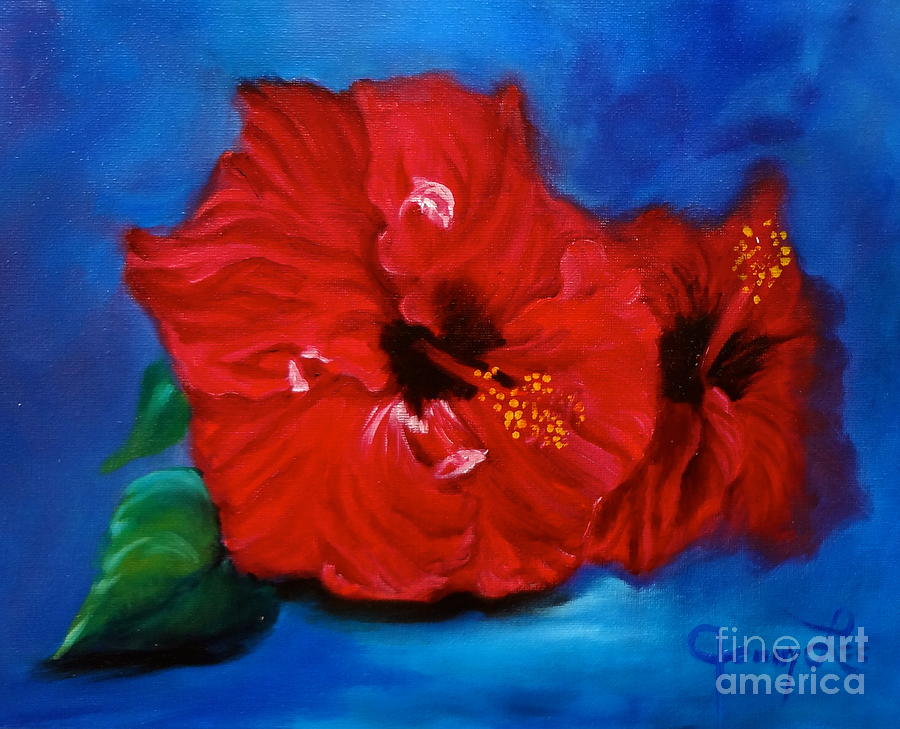 Red Hibiscus Painting by Jenny Lee