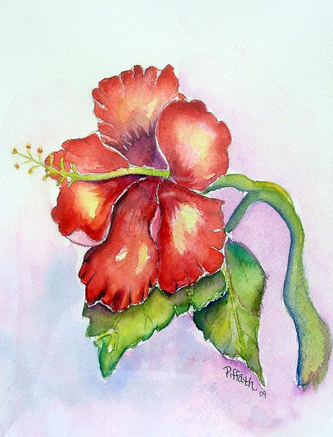 Red Hibiscus Painting by Patricia Piffath