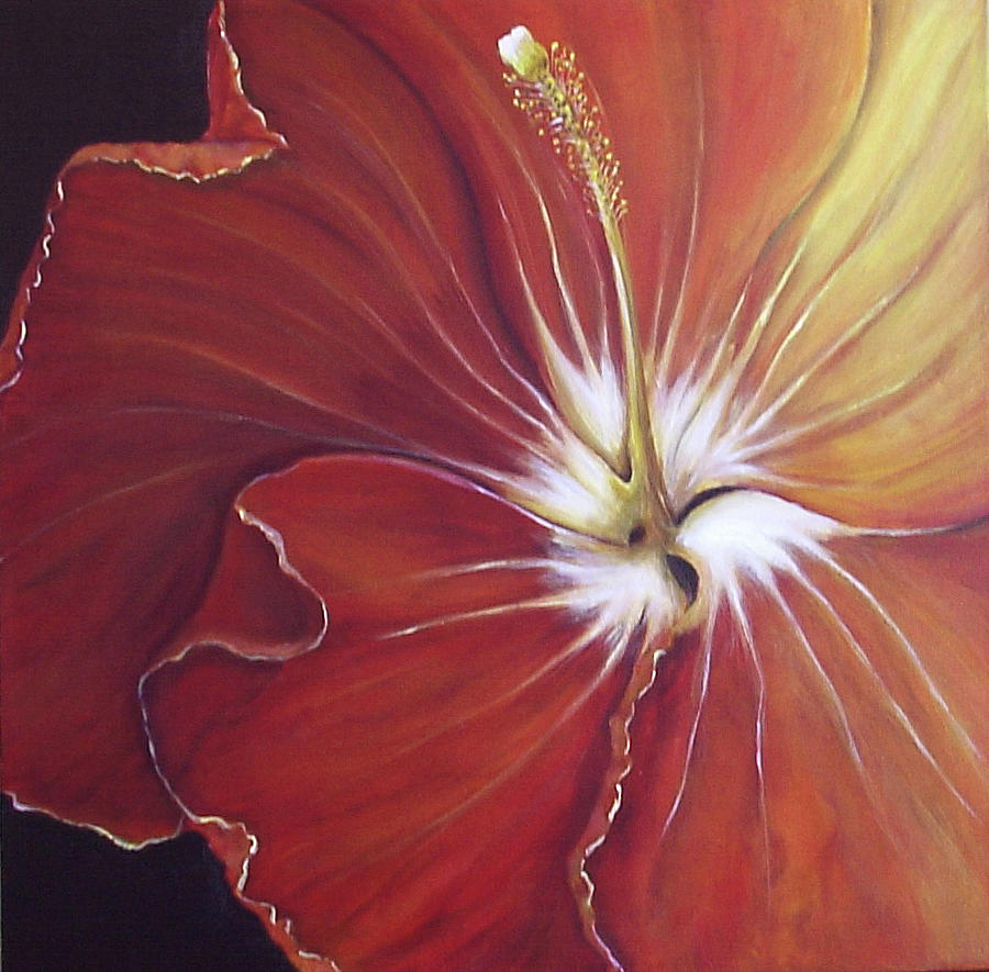 Red Hibiscus Painting by Silvia Philippsohn