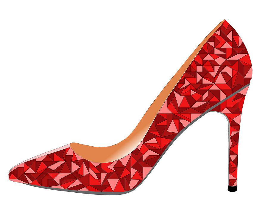 Red High Heel Shoe Digital Art by David Smith