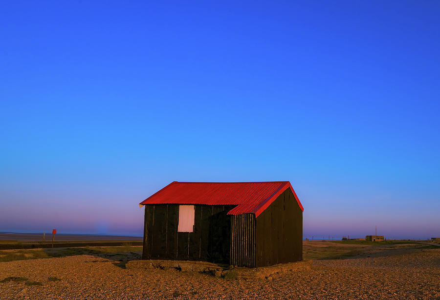 Red Home Sunset Blue Photograph