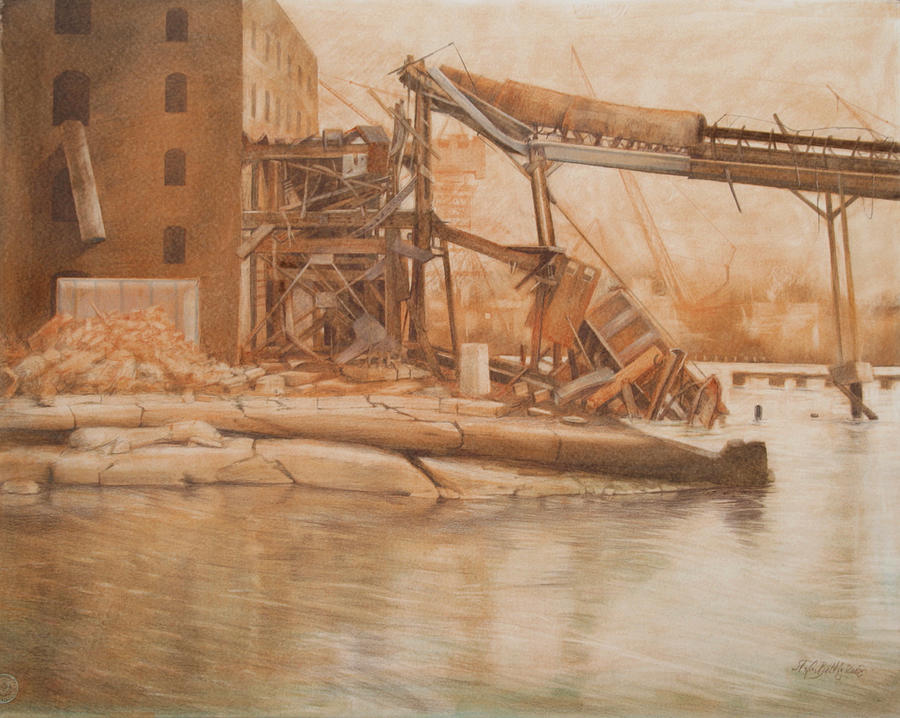 Industrial Water Drawing - Red Hook by Stefan Beltzig