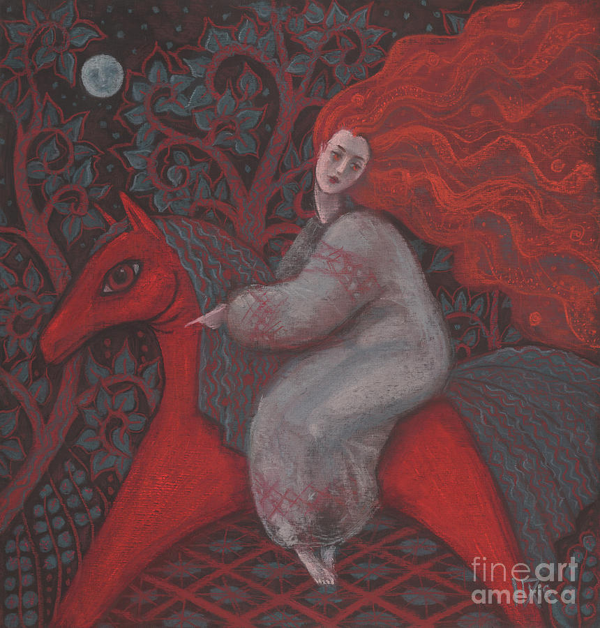 Red Painting - Red Horse by Julia Khoroshikh