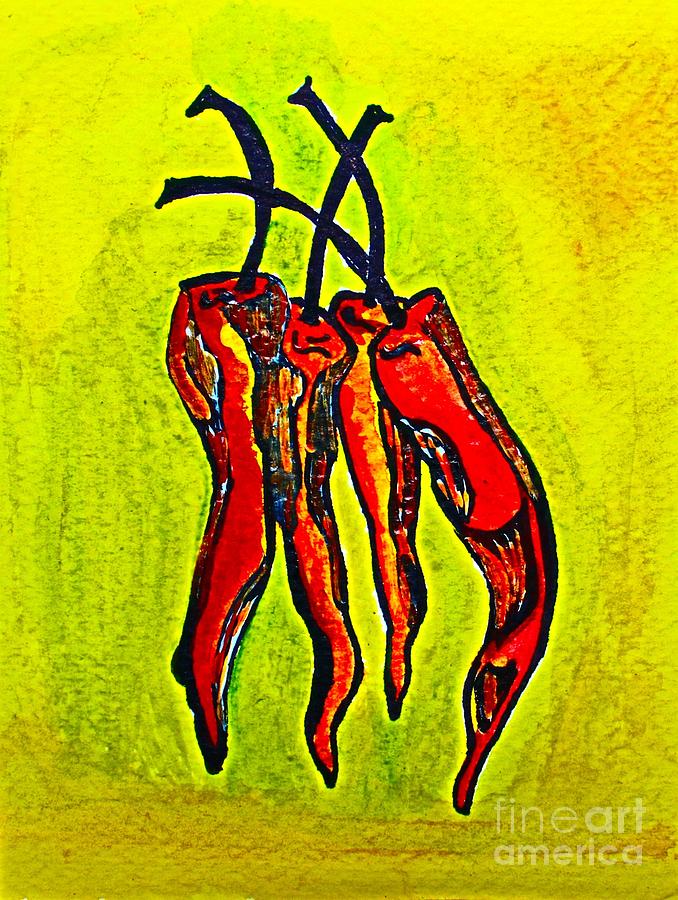 Red Hot chili peppers Painting by Barbara Donovan