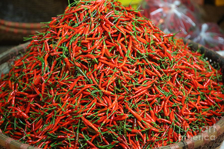 Red Hot Chilis Hanoi Market  Photograph by Chuck Kuhn