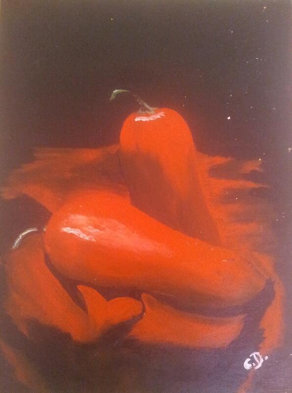 Chilli's Painting - Red hot by Christine Daffie
