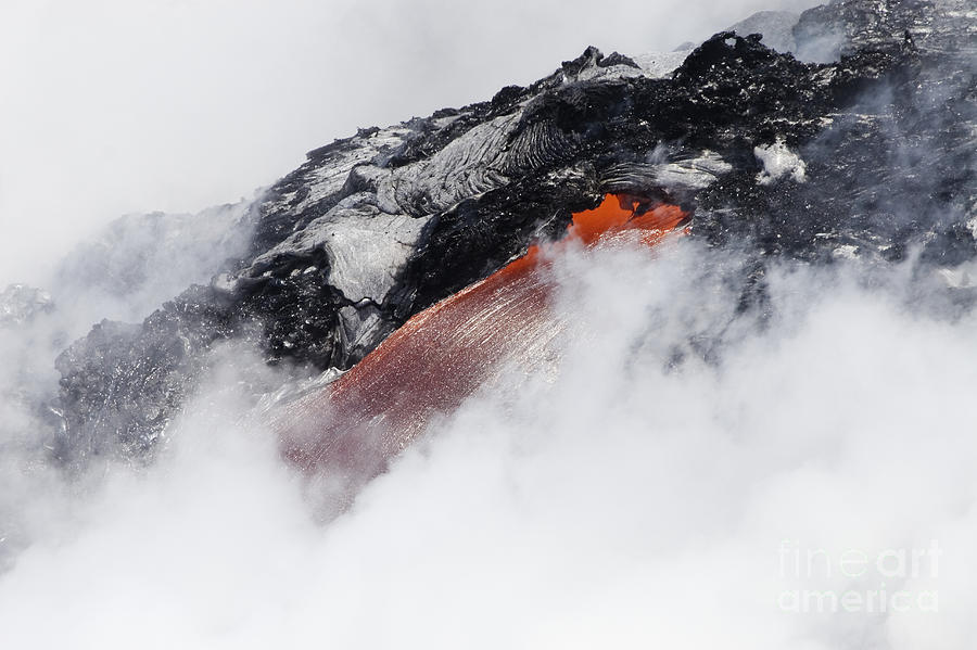 Red Hot Lava And Steam Photograph by Dave Fleetham - Printscapes