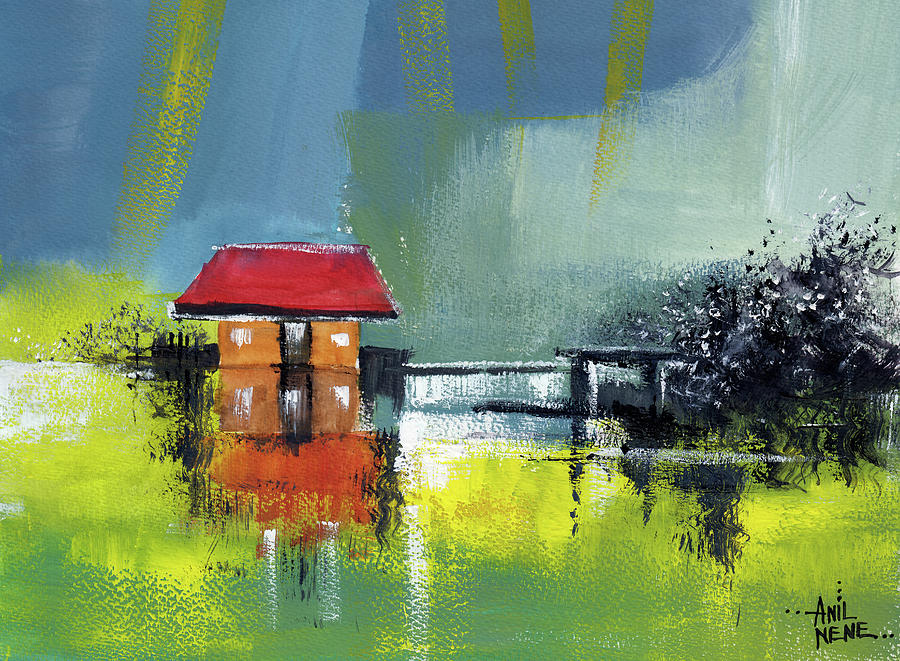 Red House Dream Painting by Anil Nene