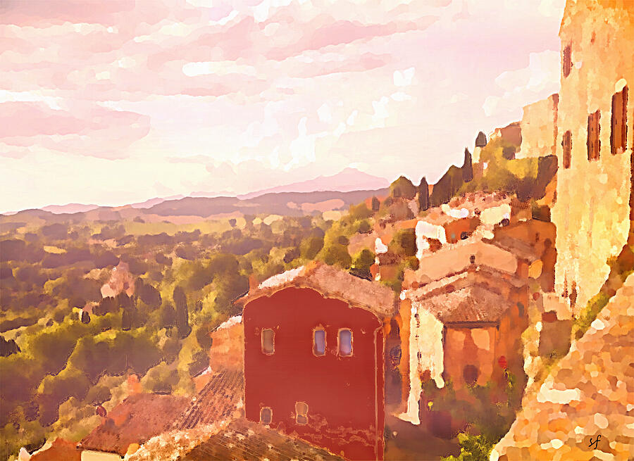 Red House on a Hill Digital Art by Shelli Fitzpatrick