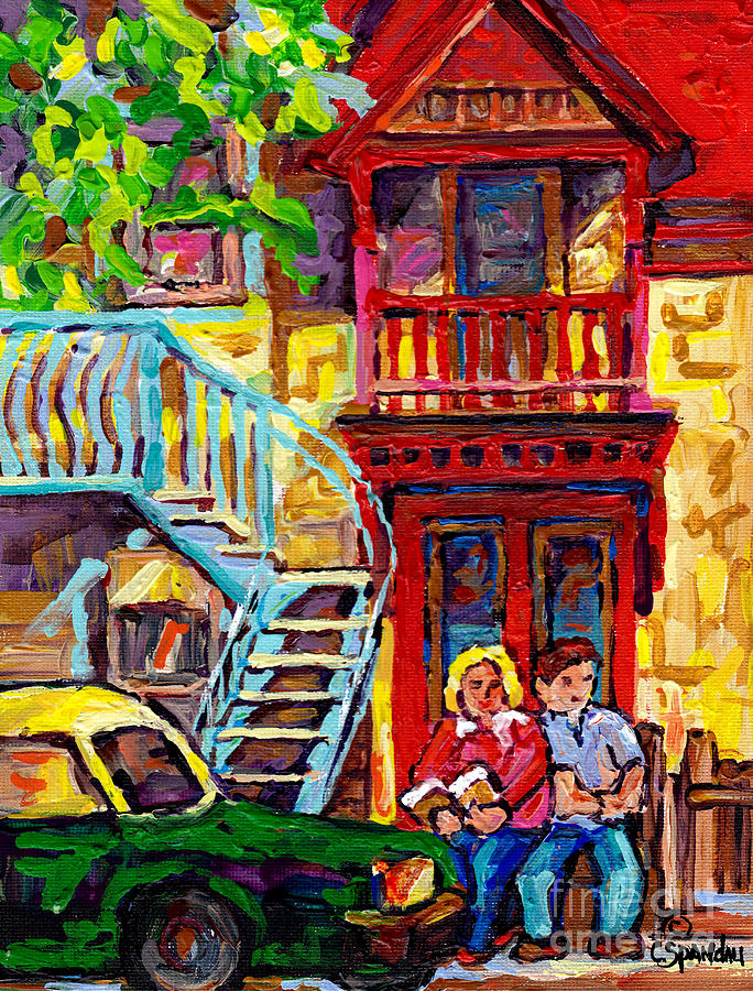 Red House Rue De Bullion Montreal Street Scenes Painting Canadian Art C Spandau Commission Artist Painting by Carole Spandau
