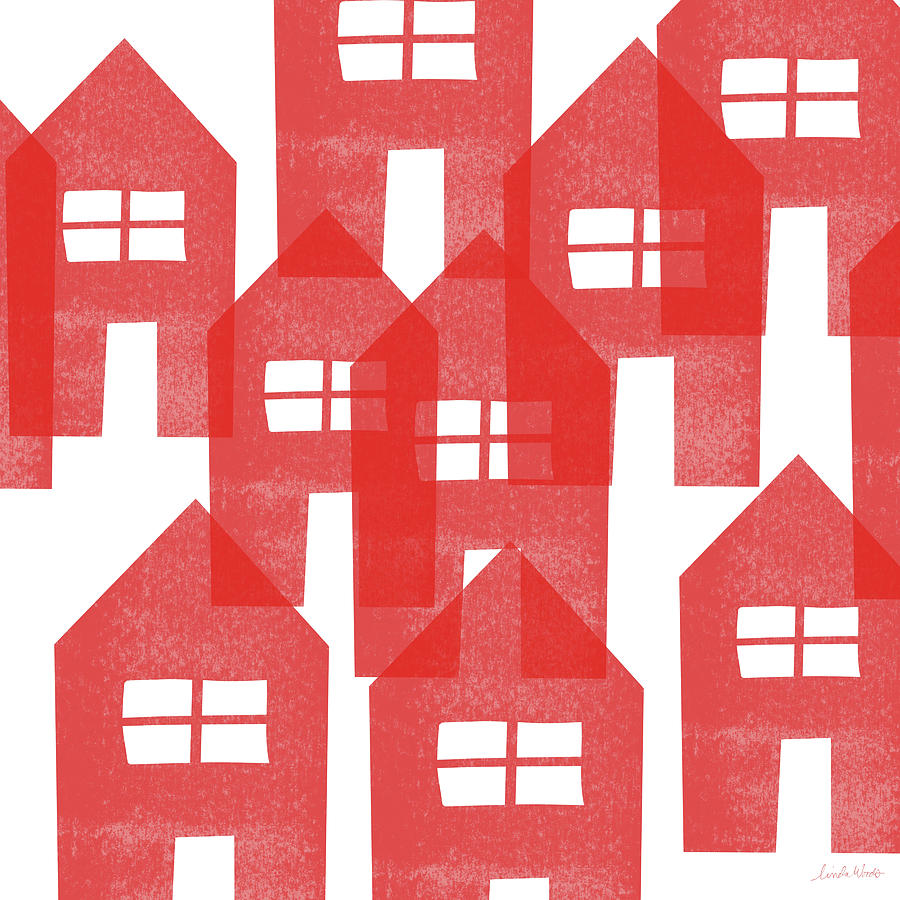 Red Houses- Art by Linda Woods Mixed Media by Linda Woods Red Houses- Art by Linda Woods Mixed Media by Linda Woods