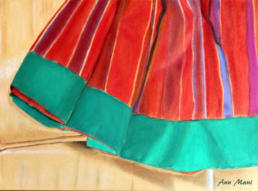 Fabric Painting - Red Indian Skirt by Anu Mani