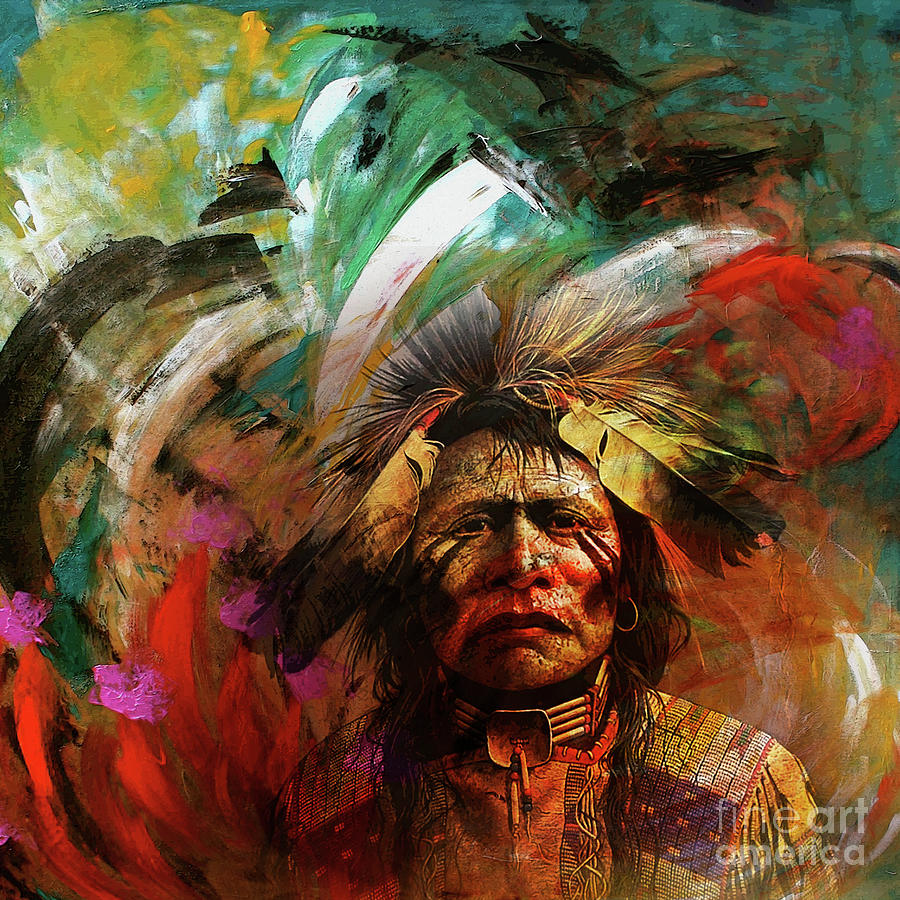 Feather Still Life Painting - Red Indians 02 by Gull G