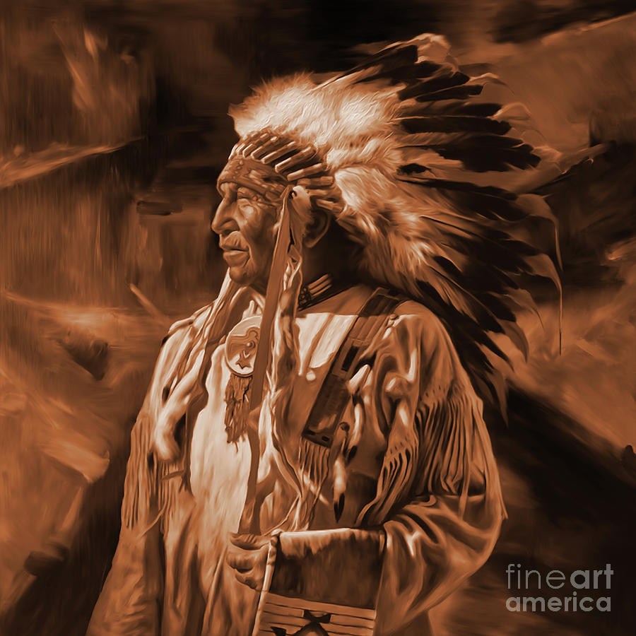 Red Indians art 56j Painting by Gull G