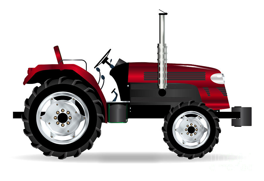 Red Isolated Tractor Digital Art by Bigalbaloo Stock - Pixels