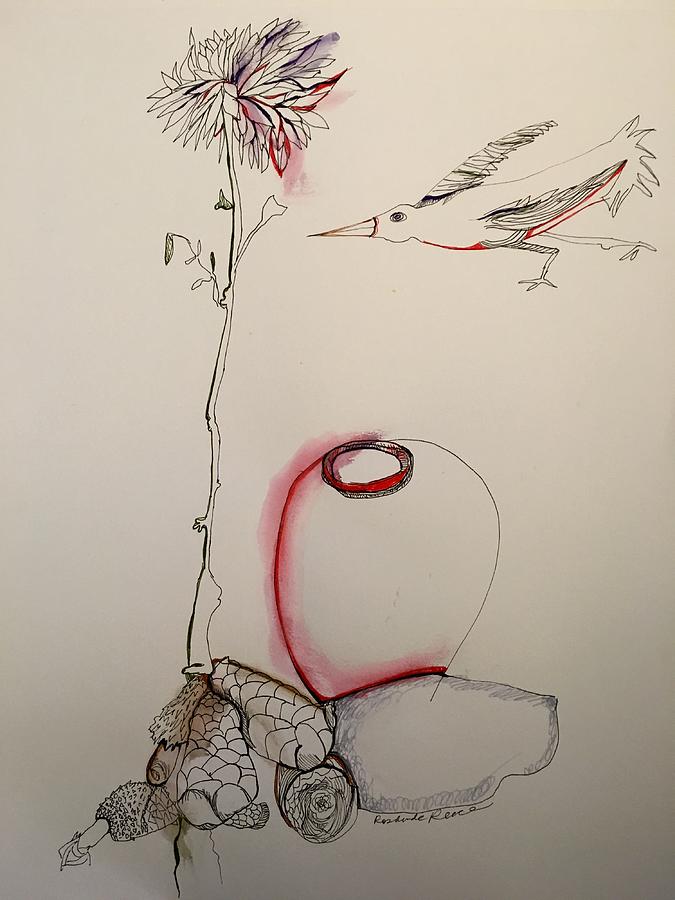 Red Jar Drawing by Rosalinde Reece