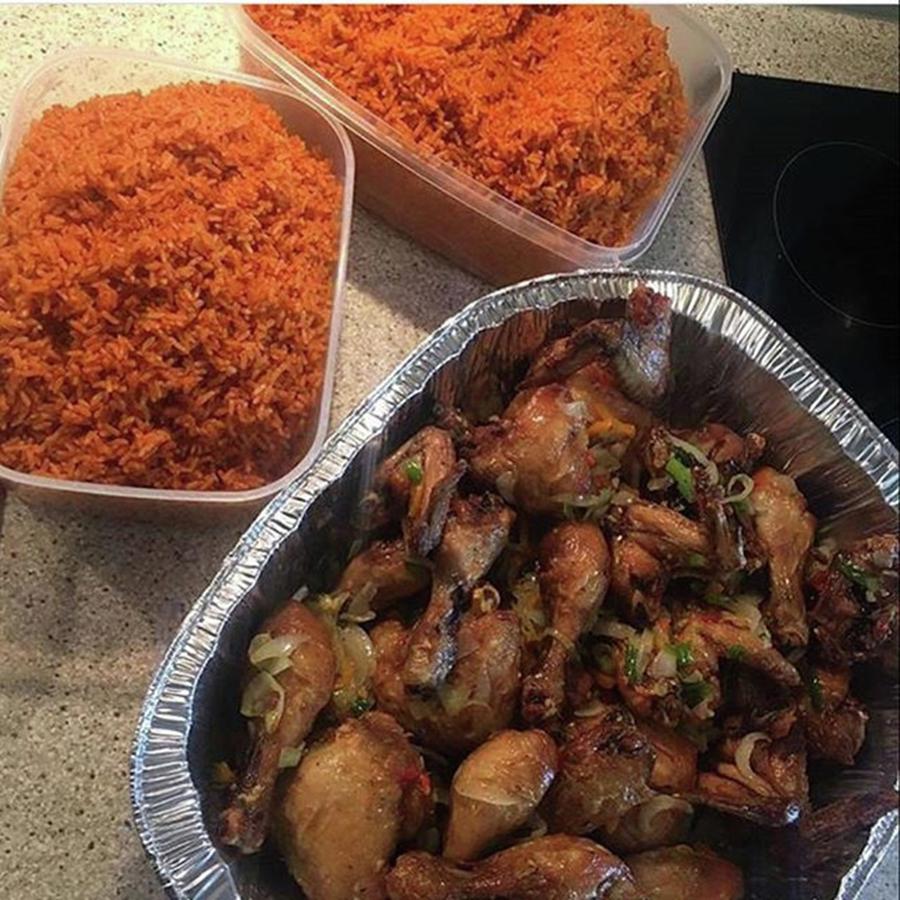 Chicken Photograph - Red #jollofrice And Brown #chicken by African Foods