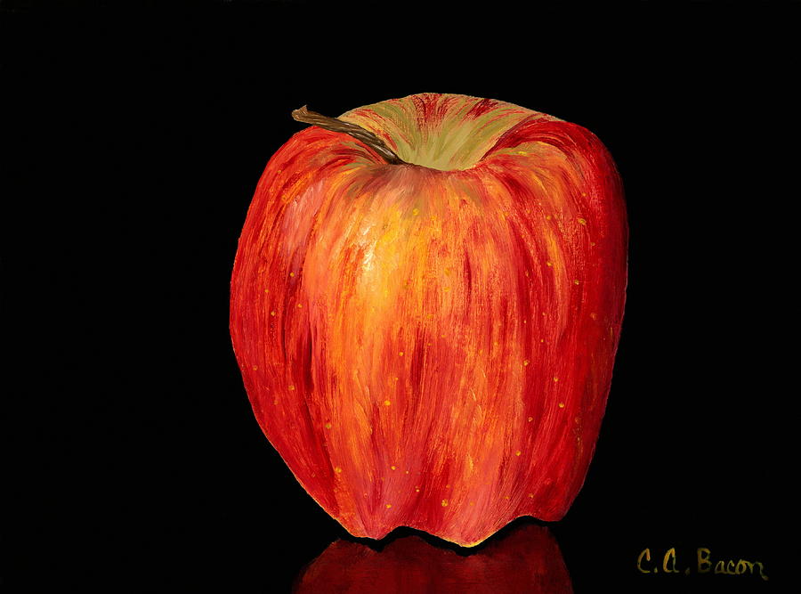 Red Juicy Apple  Painting by Charlotte Bacon