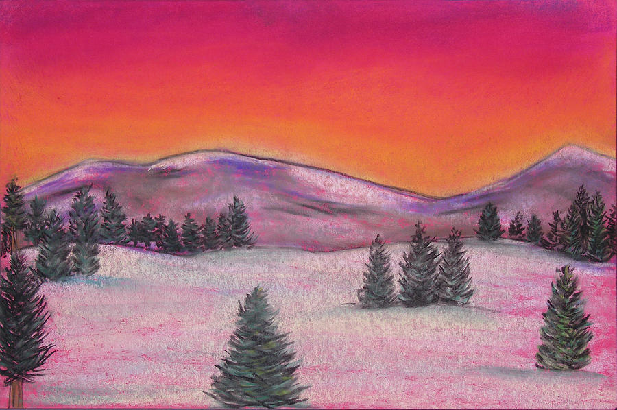 Winter Landscape Pastel - Red Landscape by Joe Michelli