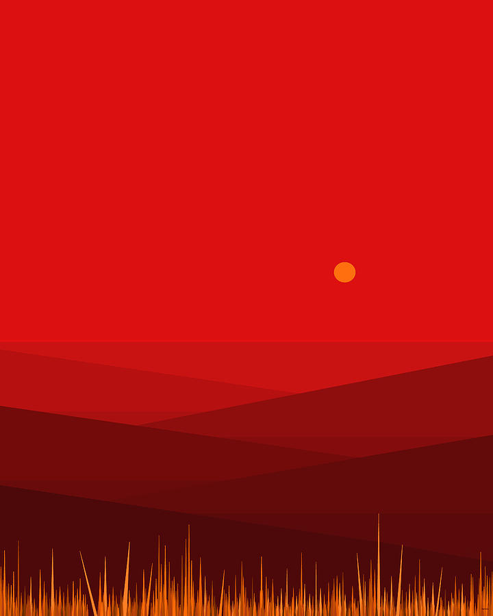 Red Landscape - Vertical Digital Art by Val Arie