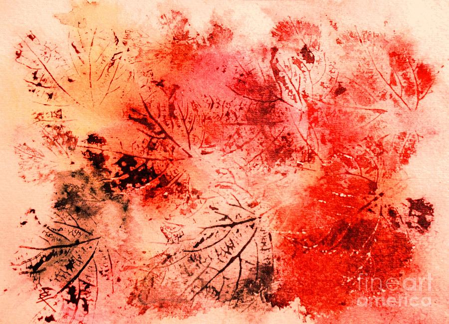 Red Leaf Impressions Painting by Hazel Holland