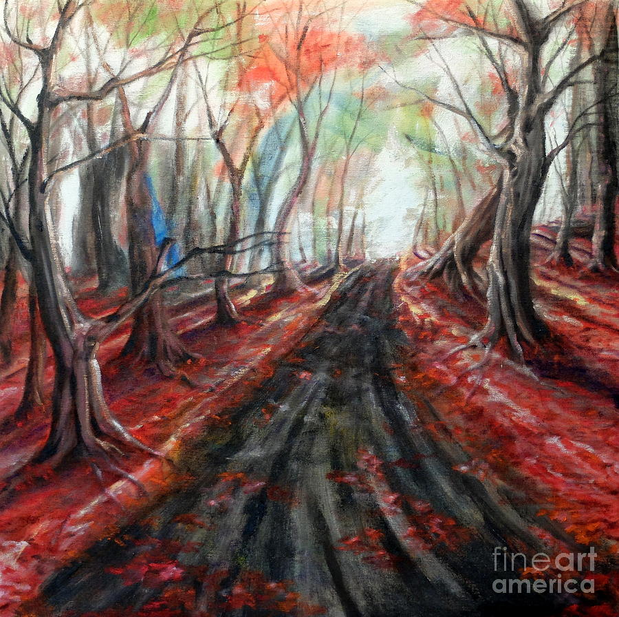 Red leaves Painting by Ida Eriksen