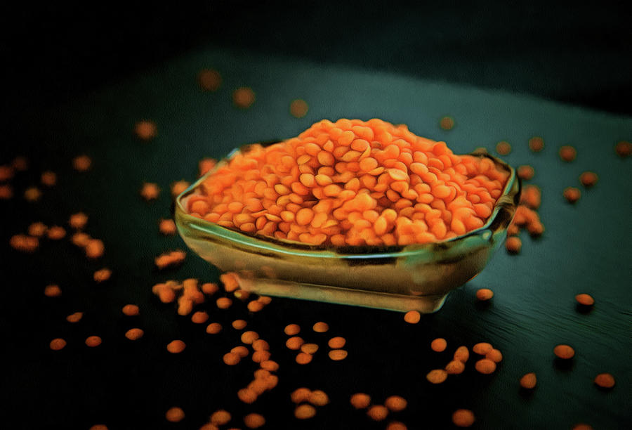 Red Lentils Food Painting Painting by Matthias Hauser