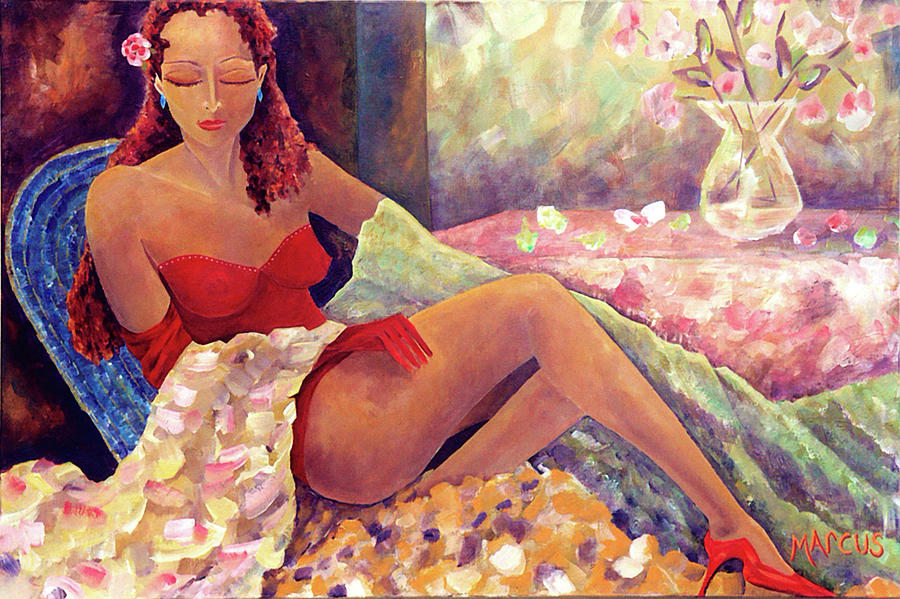 Female Painting - RED by Leslie Marcus Female Painting - RED by Leslie Marcus