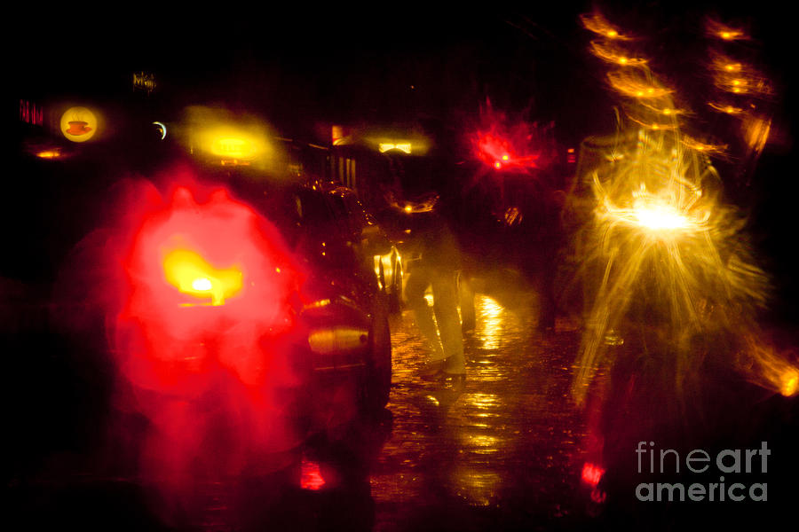 Red Light at night abstract  Photograph by Raimond Klavins