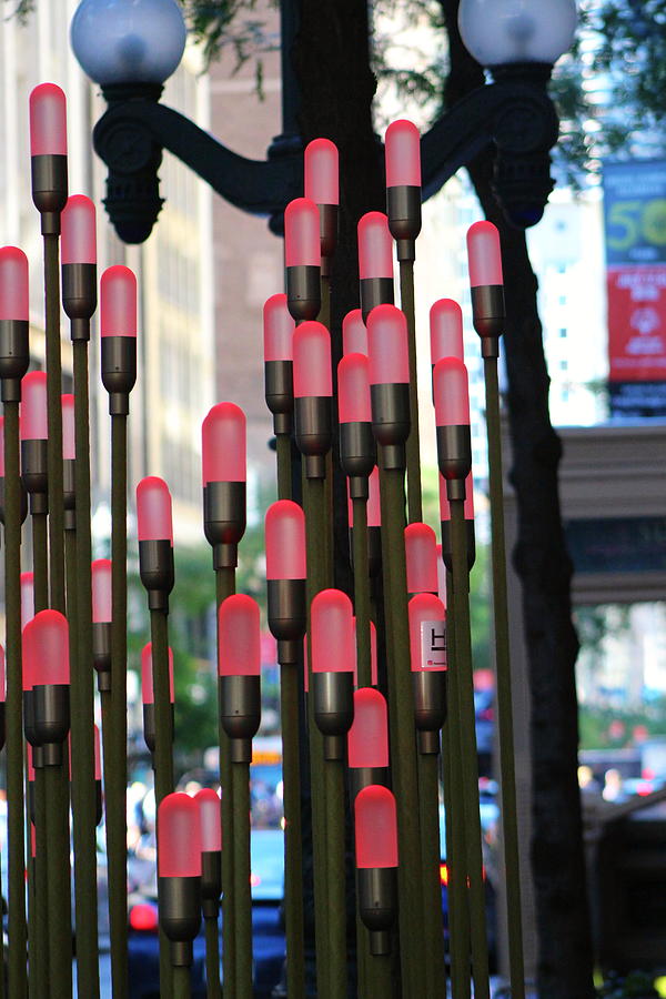 Red Light Sculpture Downtown Chicago 2 Photograph by Colleen Cornelius