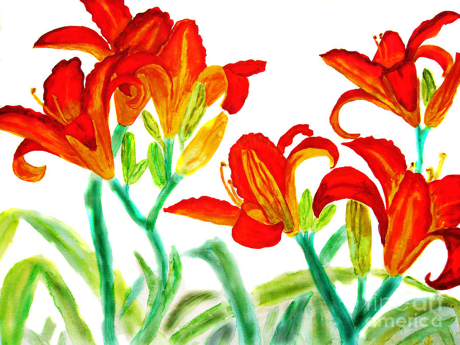 Red lilies Painting by Irina Afonskaya