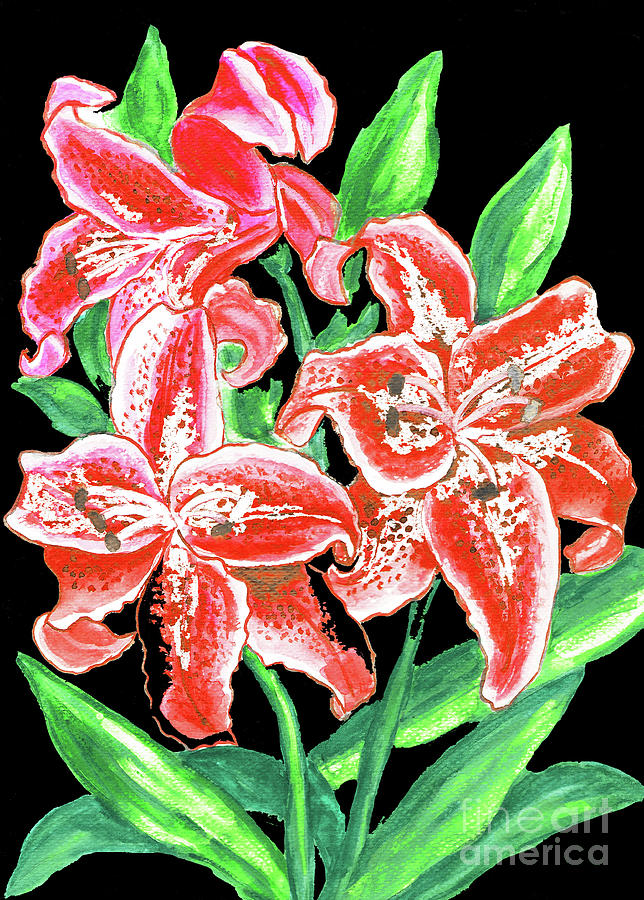 Red lilies, painting Painting by Irina Afonskaya