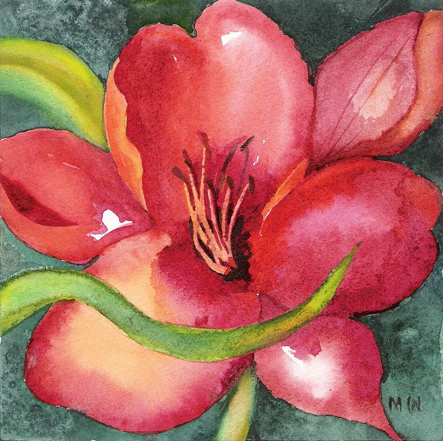 Red Lily Painting by Marsha Woods
