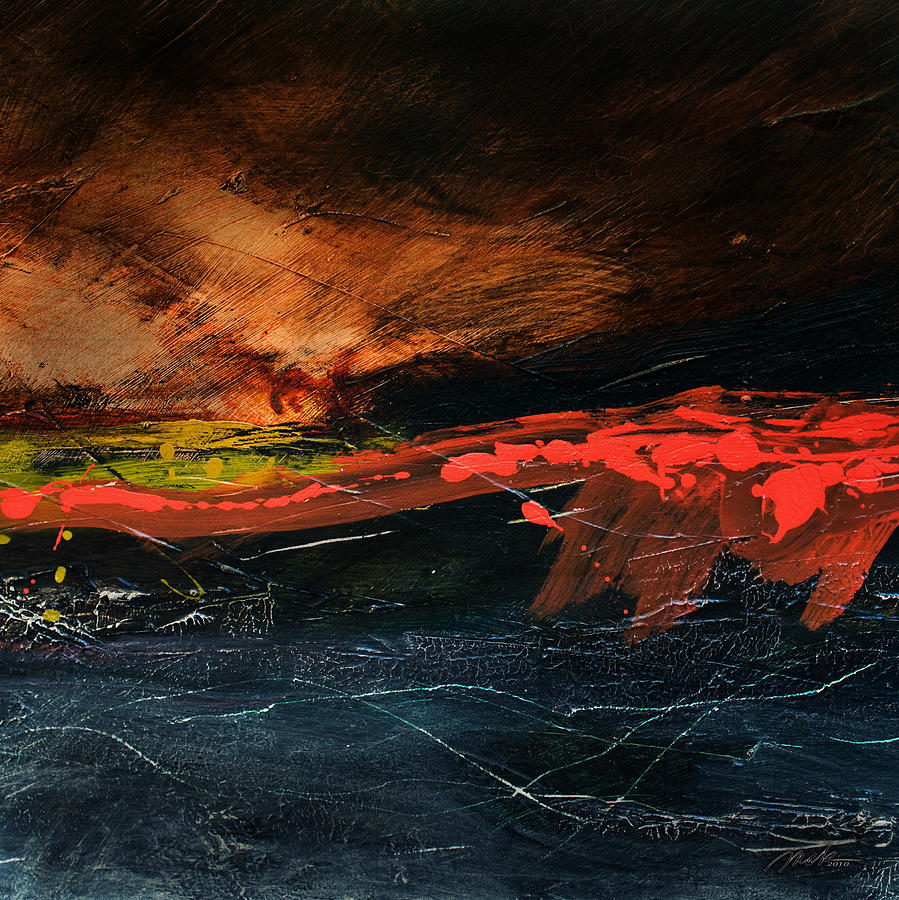 Red Line at Sea 2 Painting by Michaelalonzo Kominsky