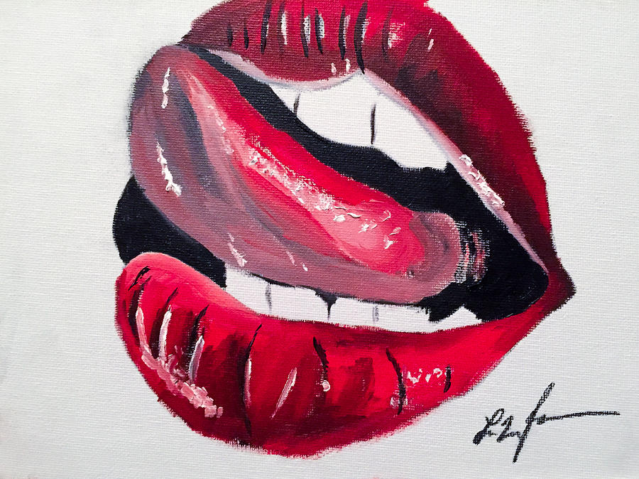 Red Lip #2 Painting by LaToya Pearson - Pixels