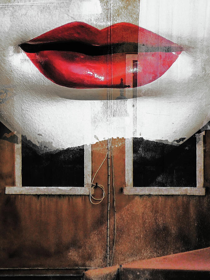 Red lips and old windows Photograph by Gabi Hampe