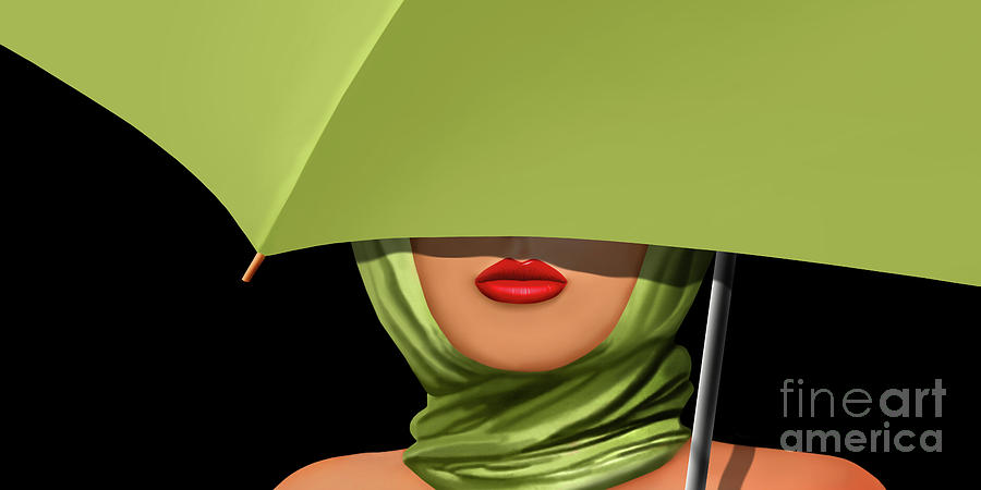 Umbrella Digital Art - Red lips by Monika Juengling