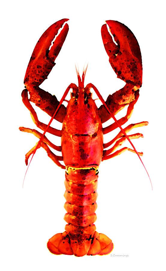 Red Lobster - Full Body Seafood Art Painting by Sharon Cummings