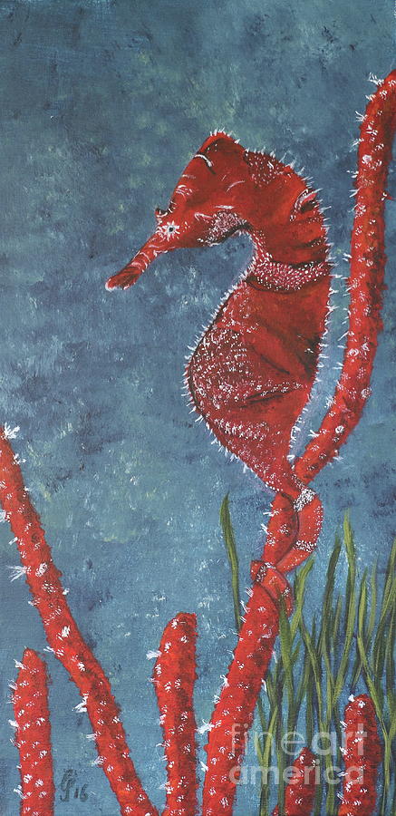 Red Long Snouted Seahorse Painting by Christiane Schulze Art And Photography