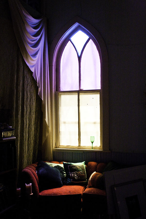 Window Photograph - Red Loveseat by Martha Johnson