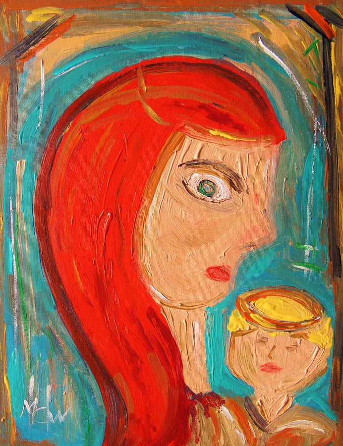 Red Madonna Painting by Mary Carol Williams