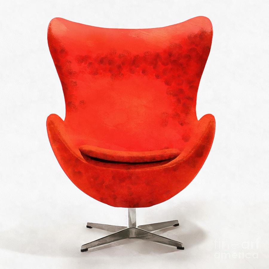 Red Mid Century Modern Chair Digital Art by Edward Fielding